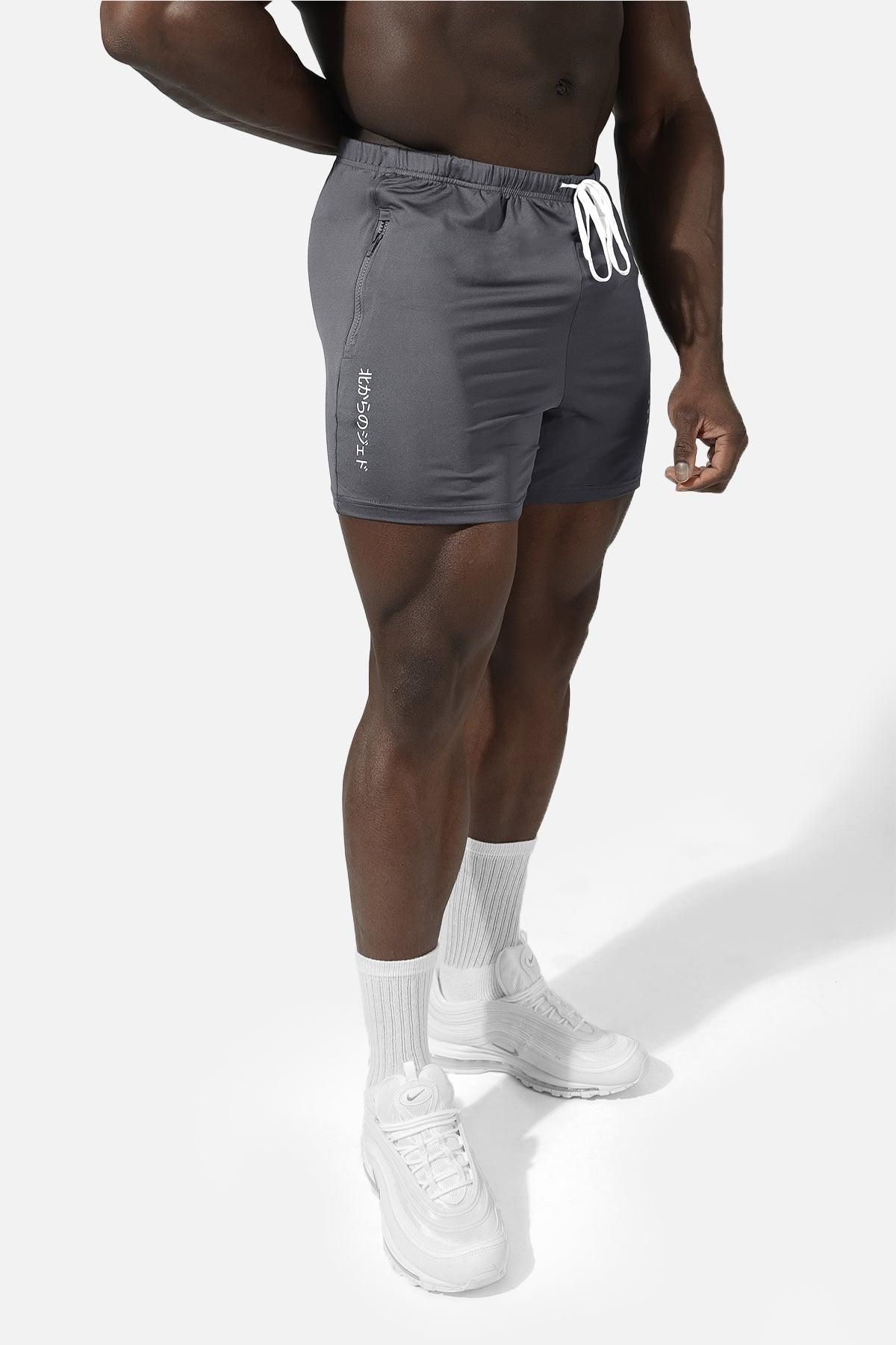 Agile Bodybuilding 4'' Shorts w Zipper Pockets - Tiger Gray - Jed North Canada