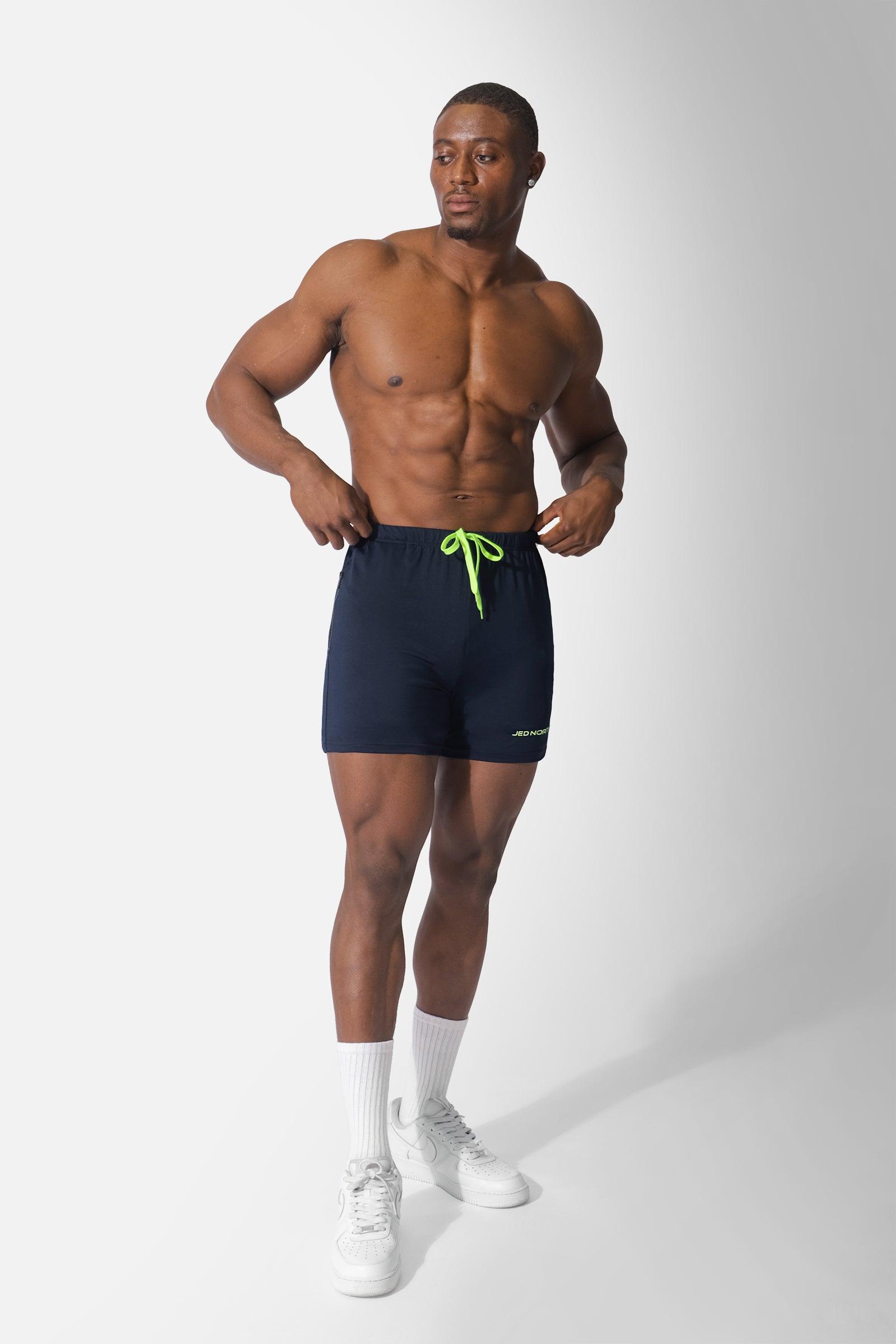 Agile Bodybuilding 4'' Shorts w Zipper Pockets - Navy Blue - S / Blue