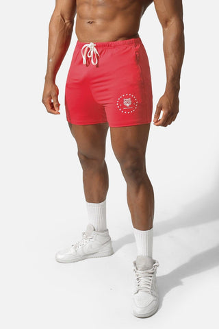 Agile Bodybuilding 4'' Shorts w Zipper Pockets - Tiger Red - Jed North Canada