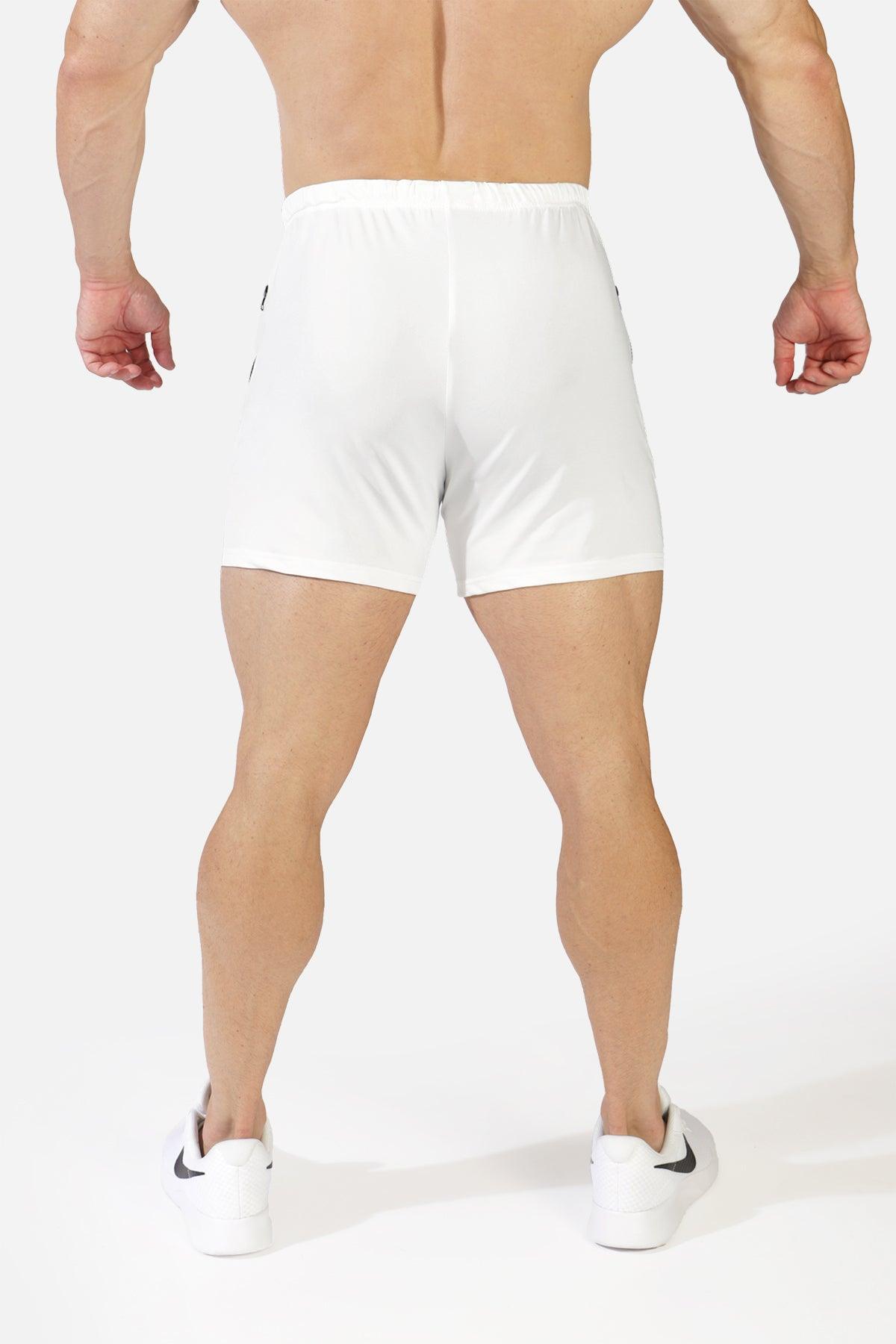 Agile Bodybuilding 4'' Shorts w Zipper Pockets - White - Jed North Canada