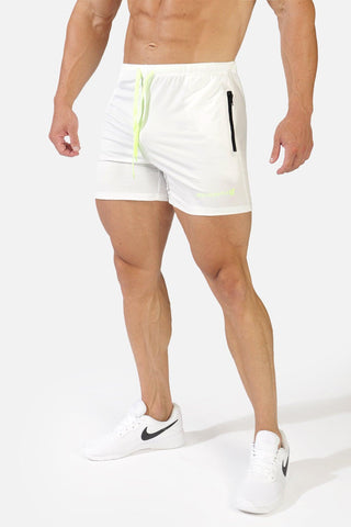 Agile Bodybuilding 4'' Shorts w Zipper Pockets - White - Jed North Canada