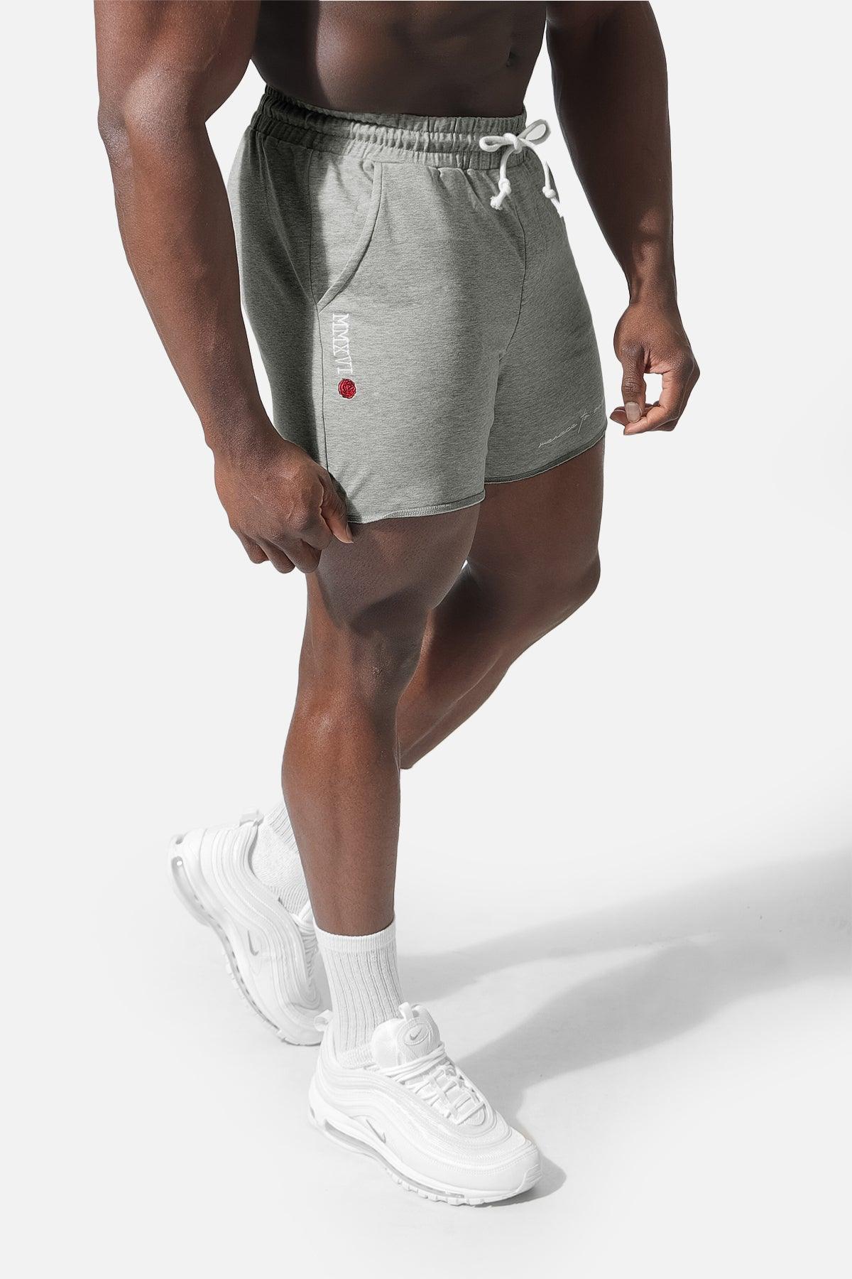 Motion 5'' Varsity Sweat Shorts - Light Gray & White