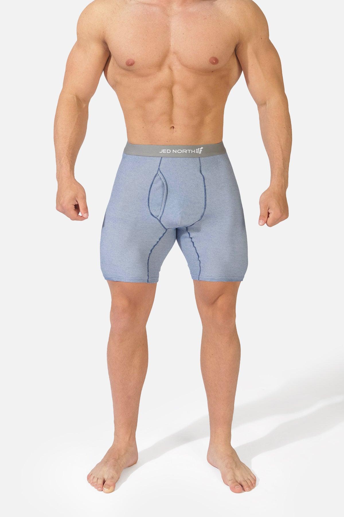 Men's Mid Length Boxer Briefs 2 Pack - Gray & Blue - Jed North Canada