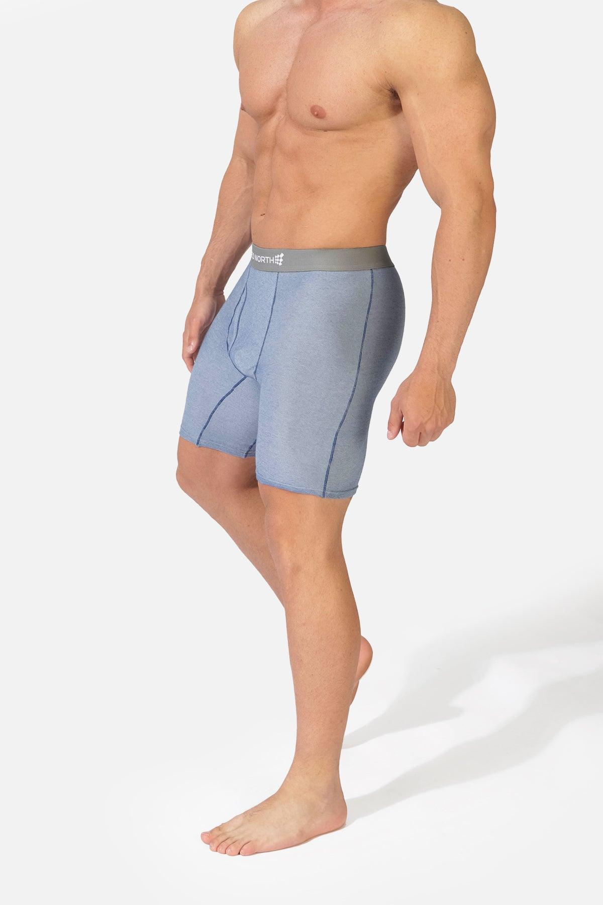 Men's Mid Length Boxer Briefs 2 Pack - Gray & Blue - Jed North Canada