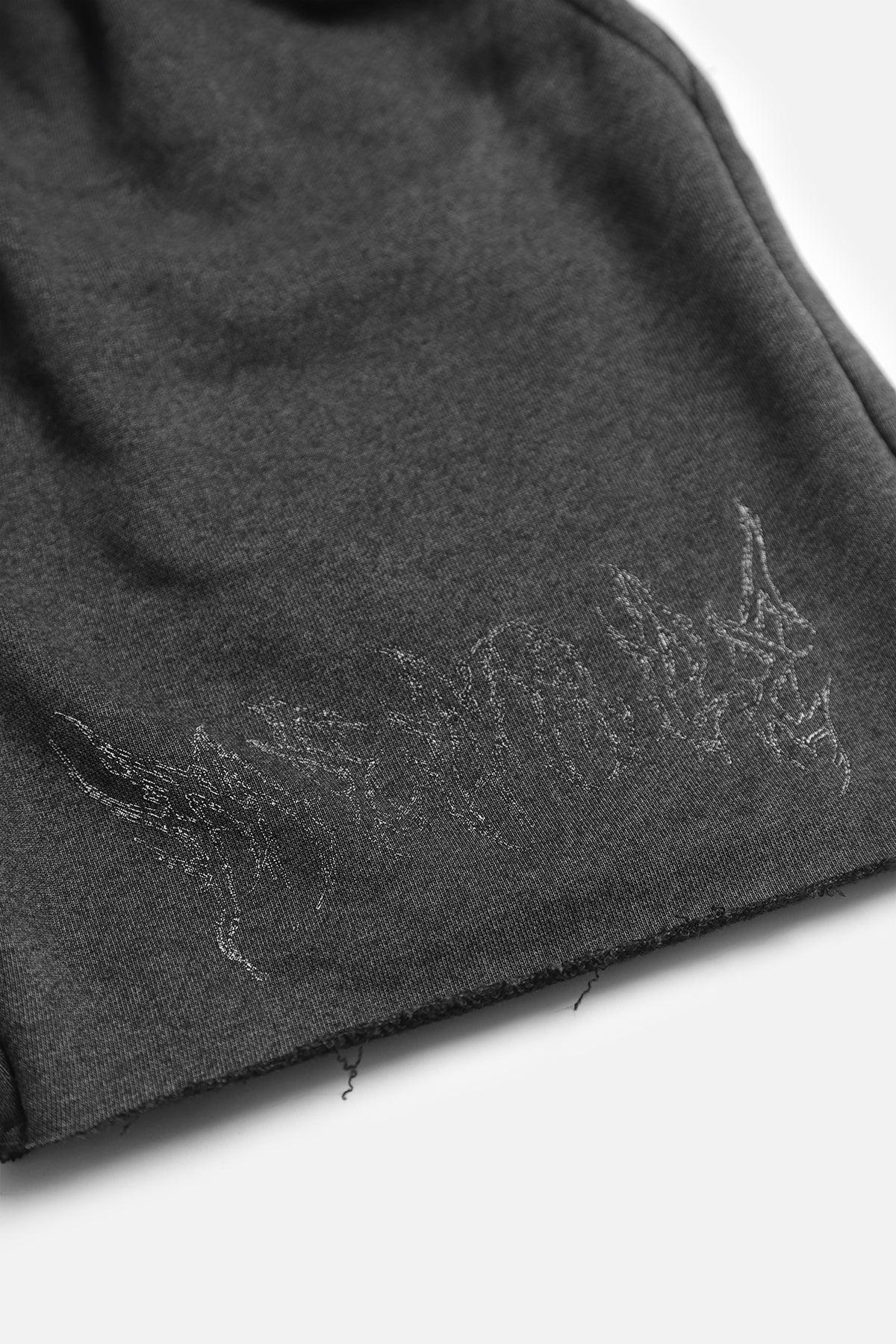 Vintage Wash Raw Edge 5'' Shorts - Black Graffiti - Jed North Canada