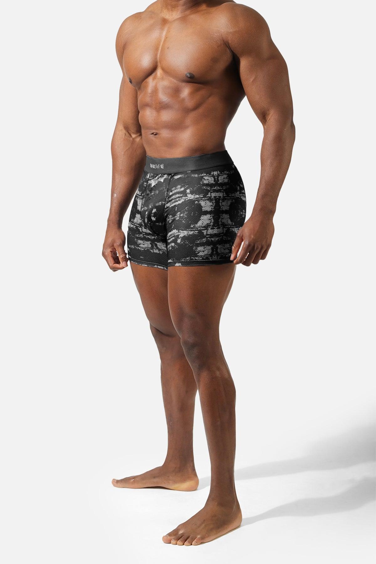 Men's Full Mesh Boxer Briefs 2 Pack - Black and Black Camo