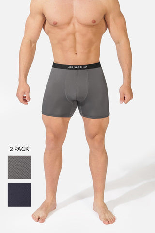 Men's Full Mesh Boxer Briefs Two Pack - Gray and Navy - Jed North Canada