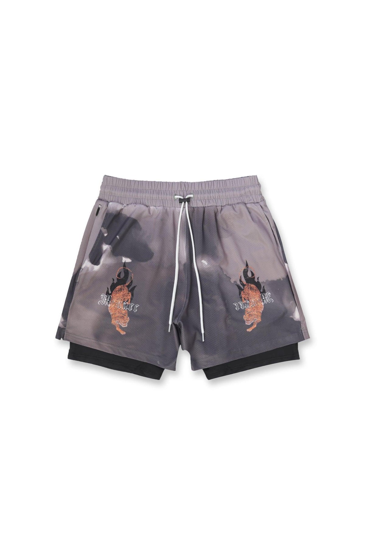 Men's 2 In 1 Active Training 7'' Shorts - Tiger Inferno - Jed North Canada