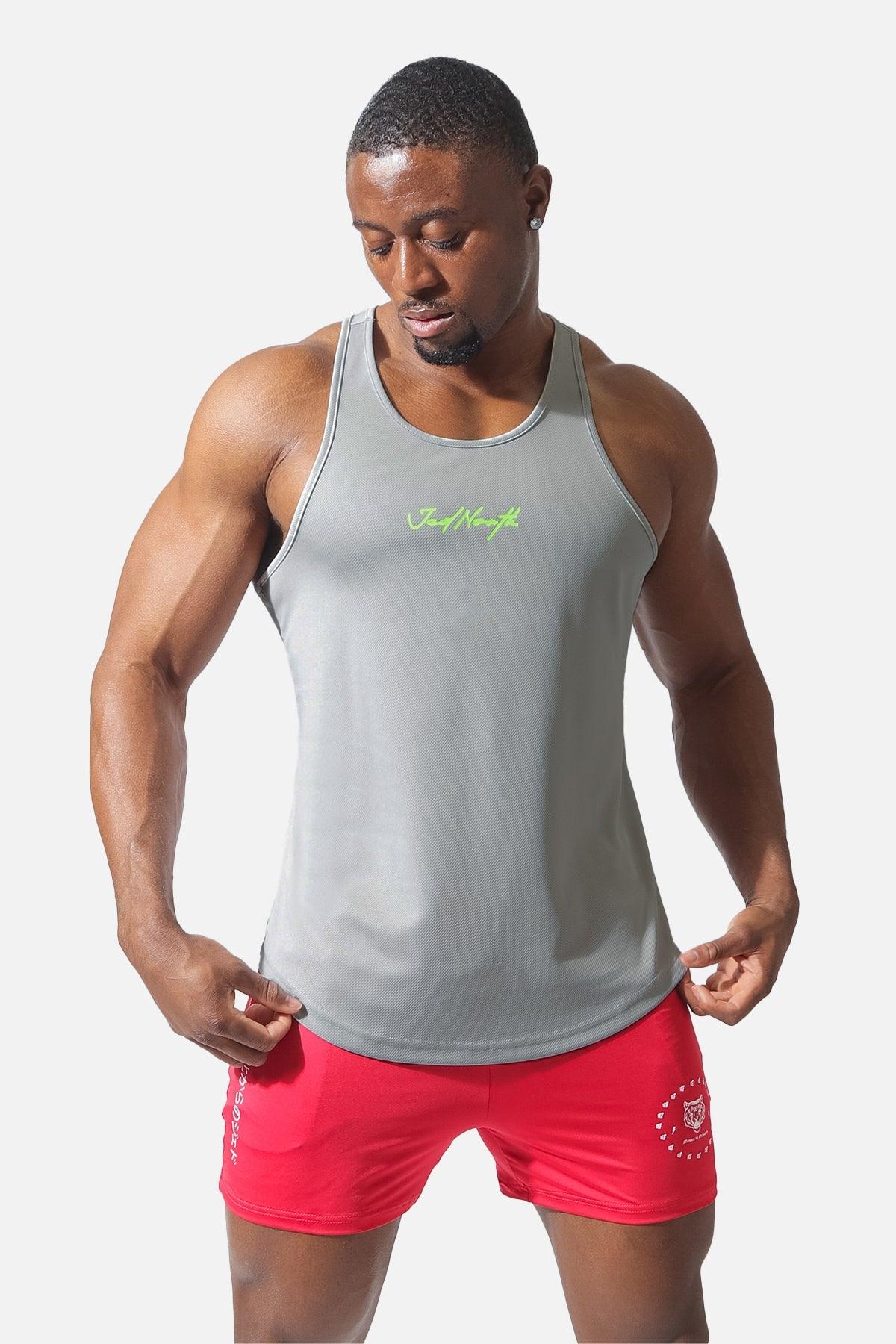 Fast-Dry Bodybuilding Workout Stringer - Light Gray Neon - Jed North Canada