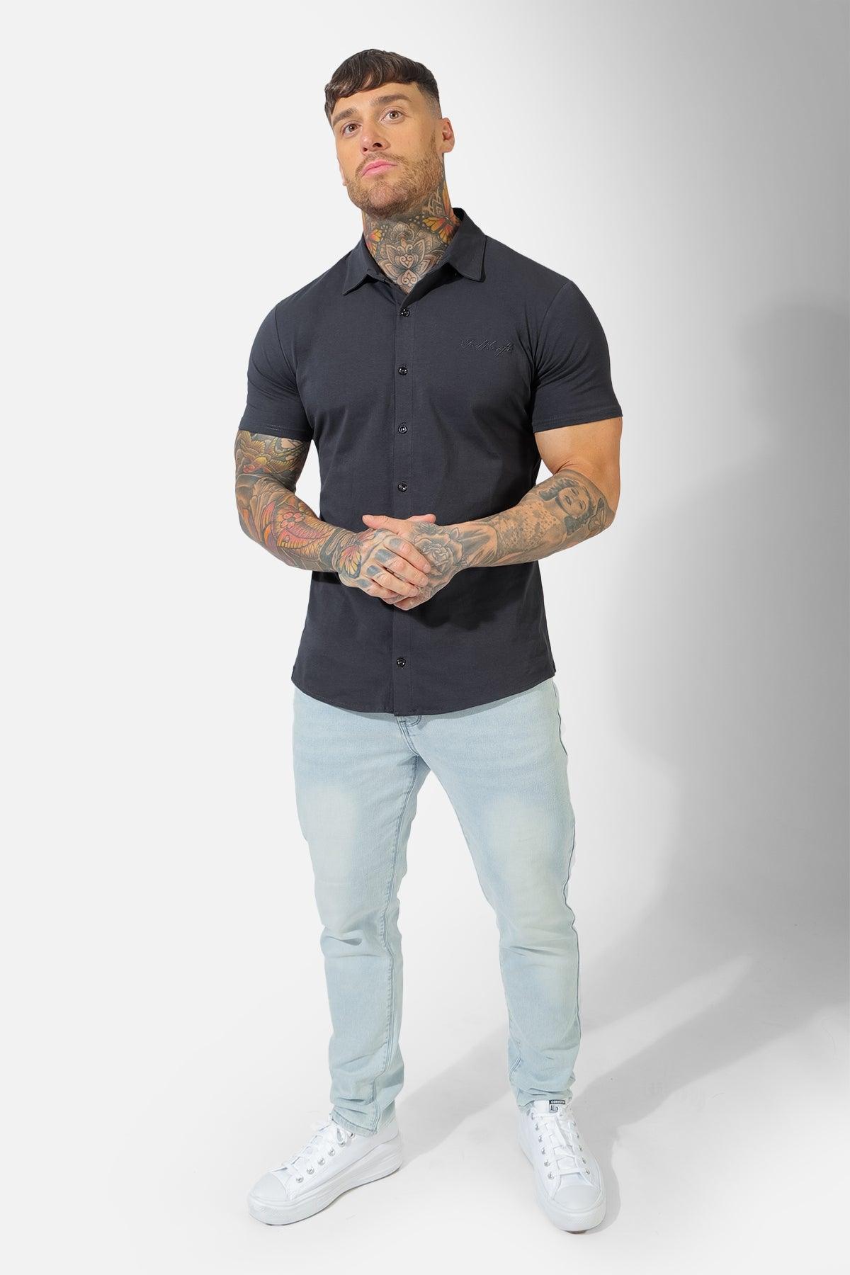 Button-up Muscle T-Shirt - Dark Gray - Jed North Canada