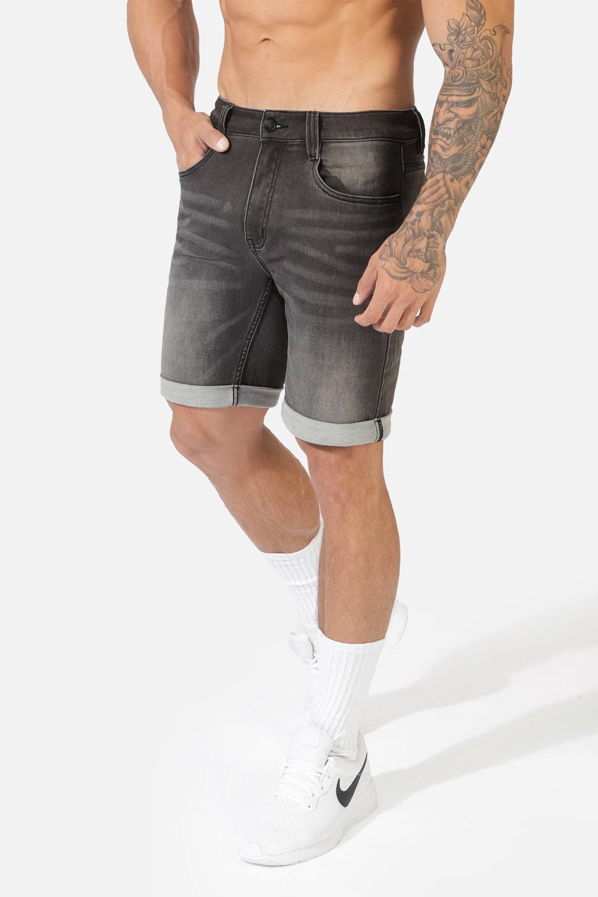 Men's Rolled Hem Denim Shorts - Dark Gray - Jed North Canada
