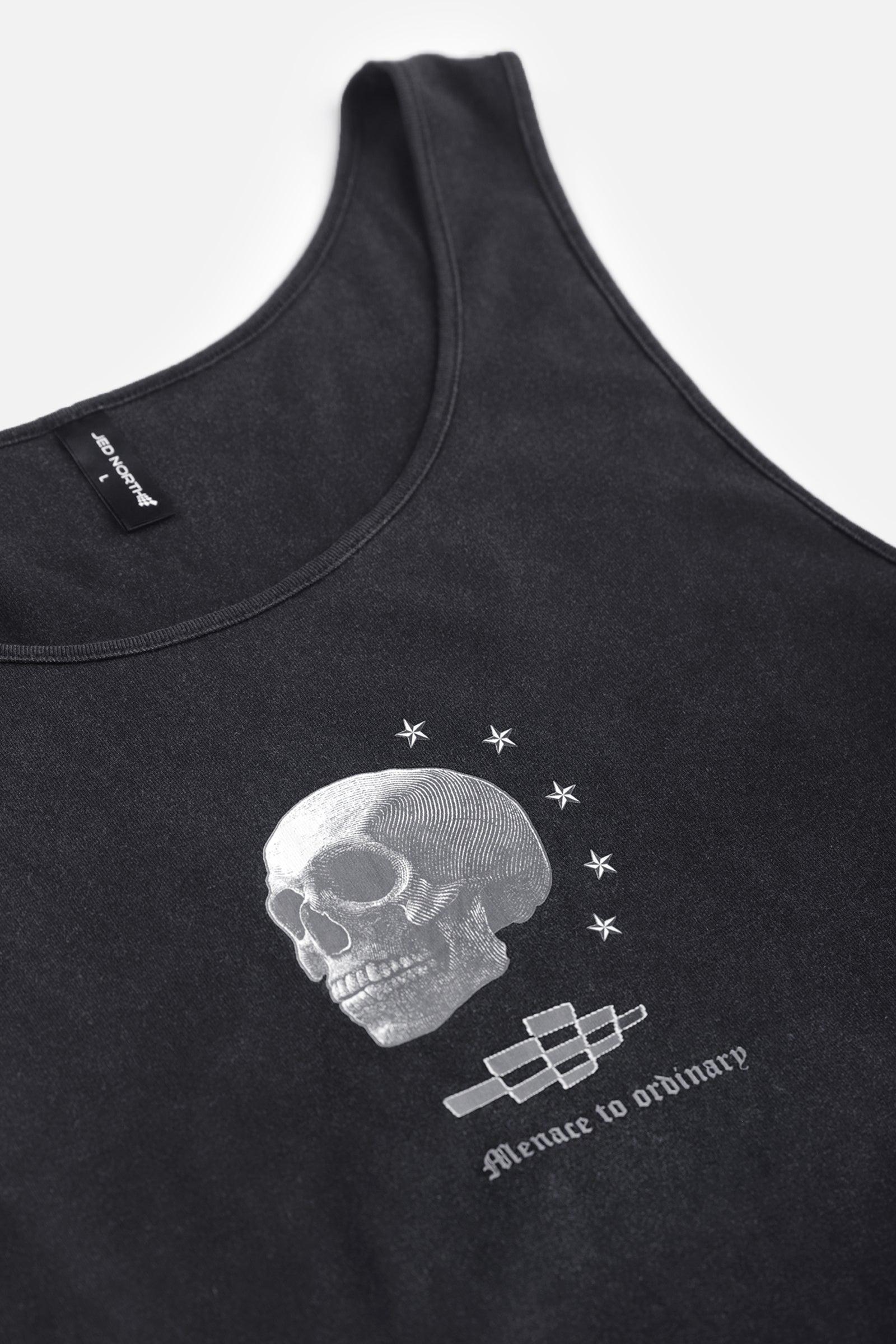 Heavy Duty Workout Tank Top - Washed Black Skull - Jed North Canada
