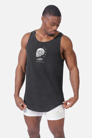 Heavy Duty Workout Tank Top - Washed Black Skull - Jed North Canada