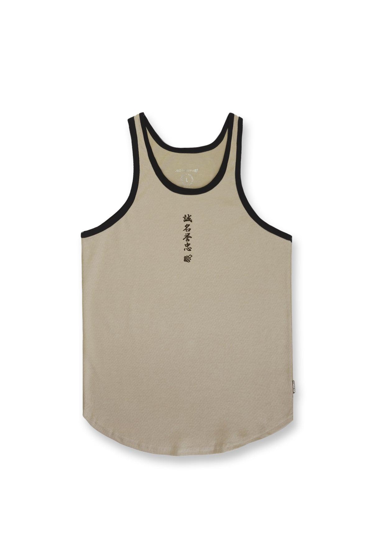 Athletic Ribbed Tank Top - Sand w Black Trim - Jed North Canada
