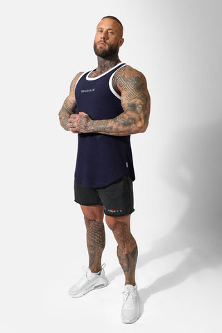 Athletic Ribbed Tank Top - Navy & White - Jed North Canada