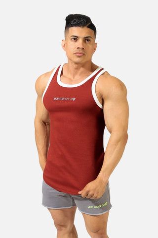 Athletic Ribbed Tank Top - Red & White - Jed North Canada