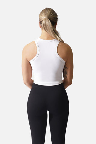 Ribbed Racerback Crop Tank - White - Jed North Canada