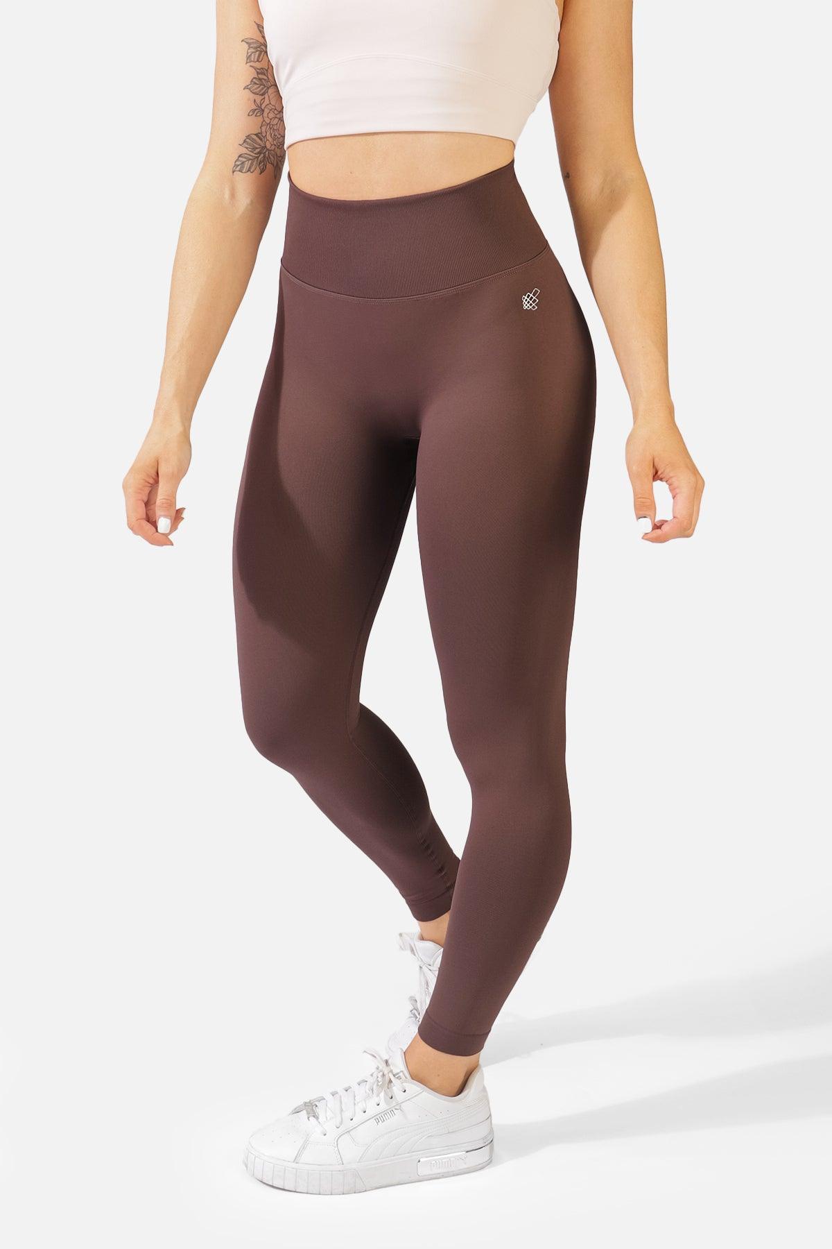 Yuly 360 Womens Leggings Pants Brown Ribbed Yoga Pull On Activewear Solid  XS New