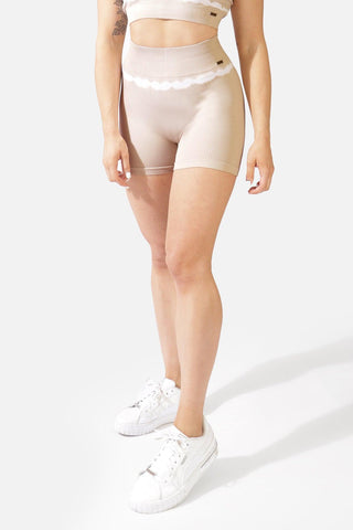 Ribbed Bleach Stroke Shorts - Beige - Jed North Canada