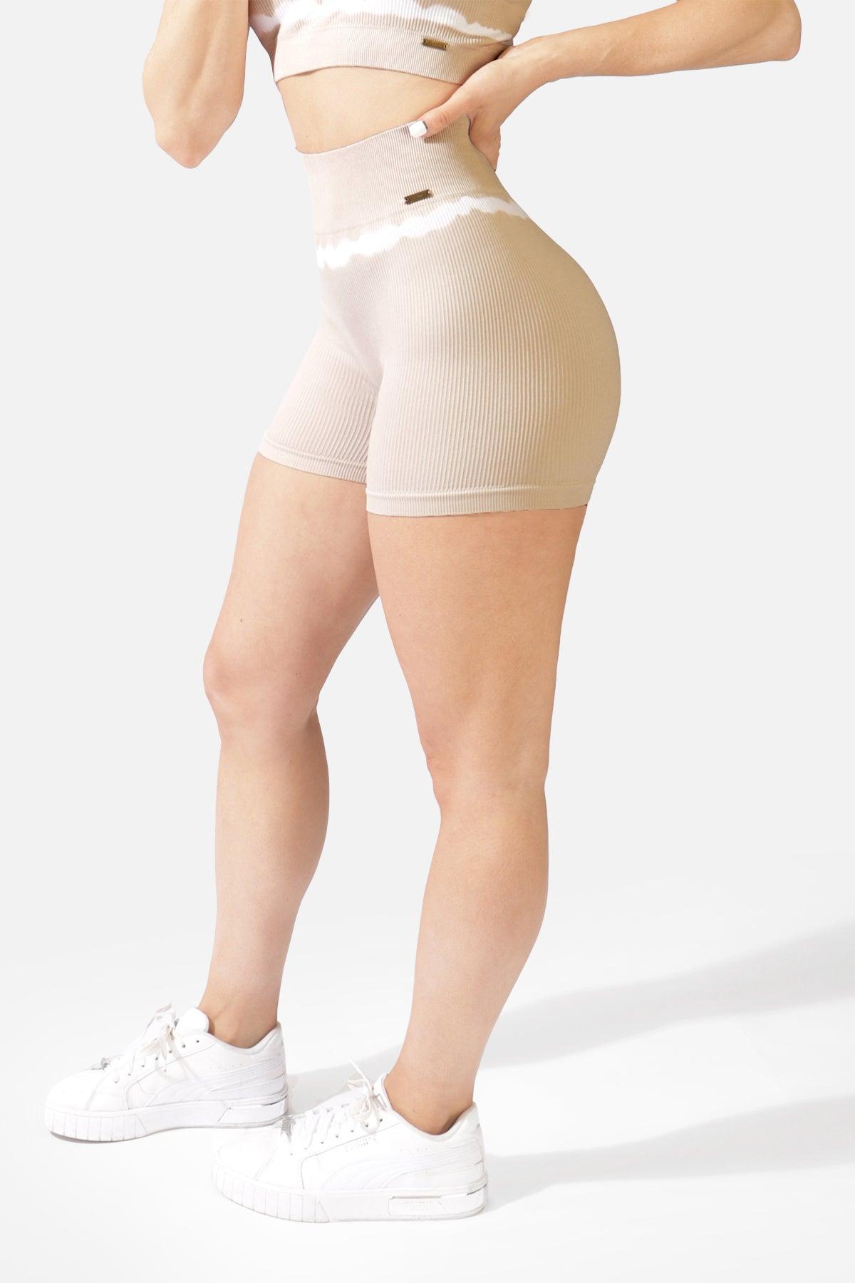 Ribbed Bleach Stroke Shorts - Beige - Jed North Canada