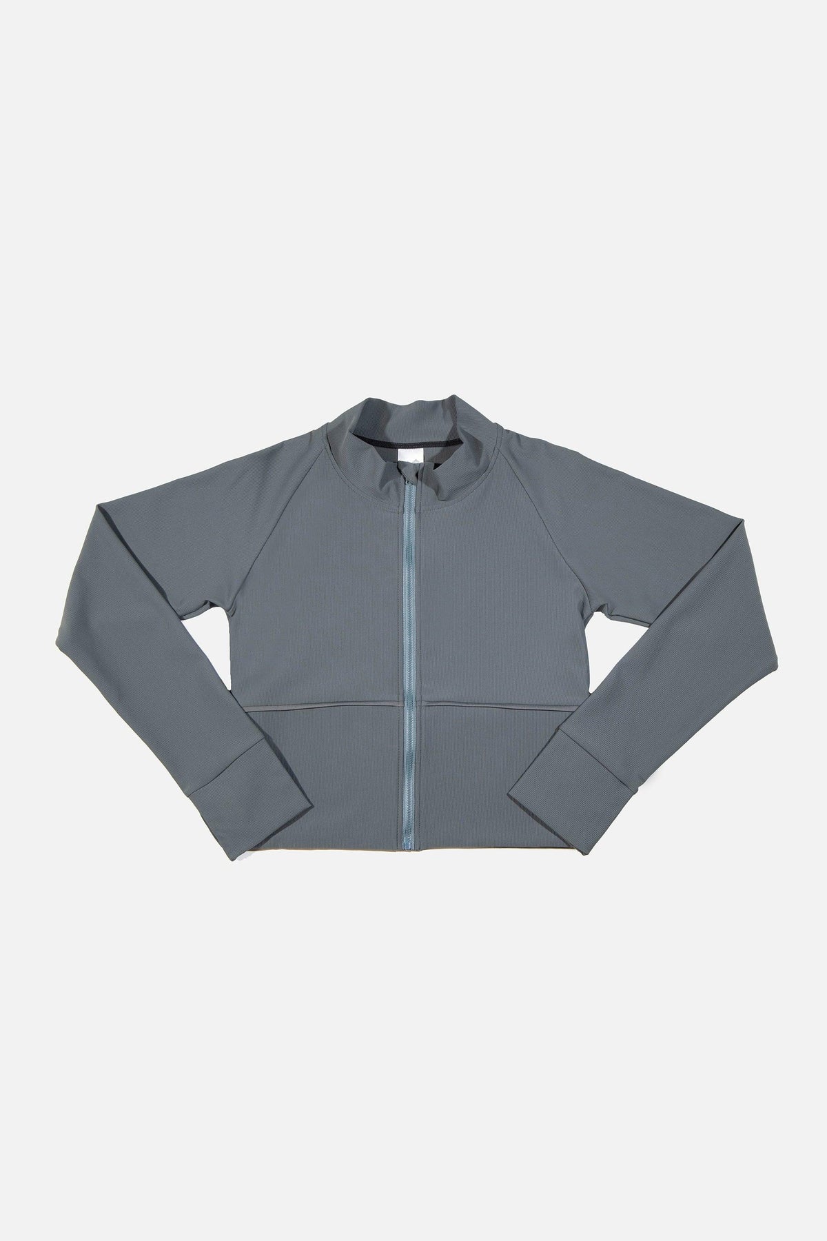 Jet Setter Ribbed Zip-Up Sweater - Dark Gray - Jed North Canada