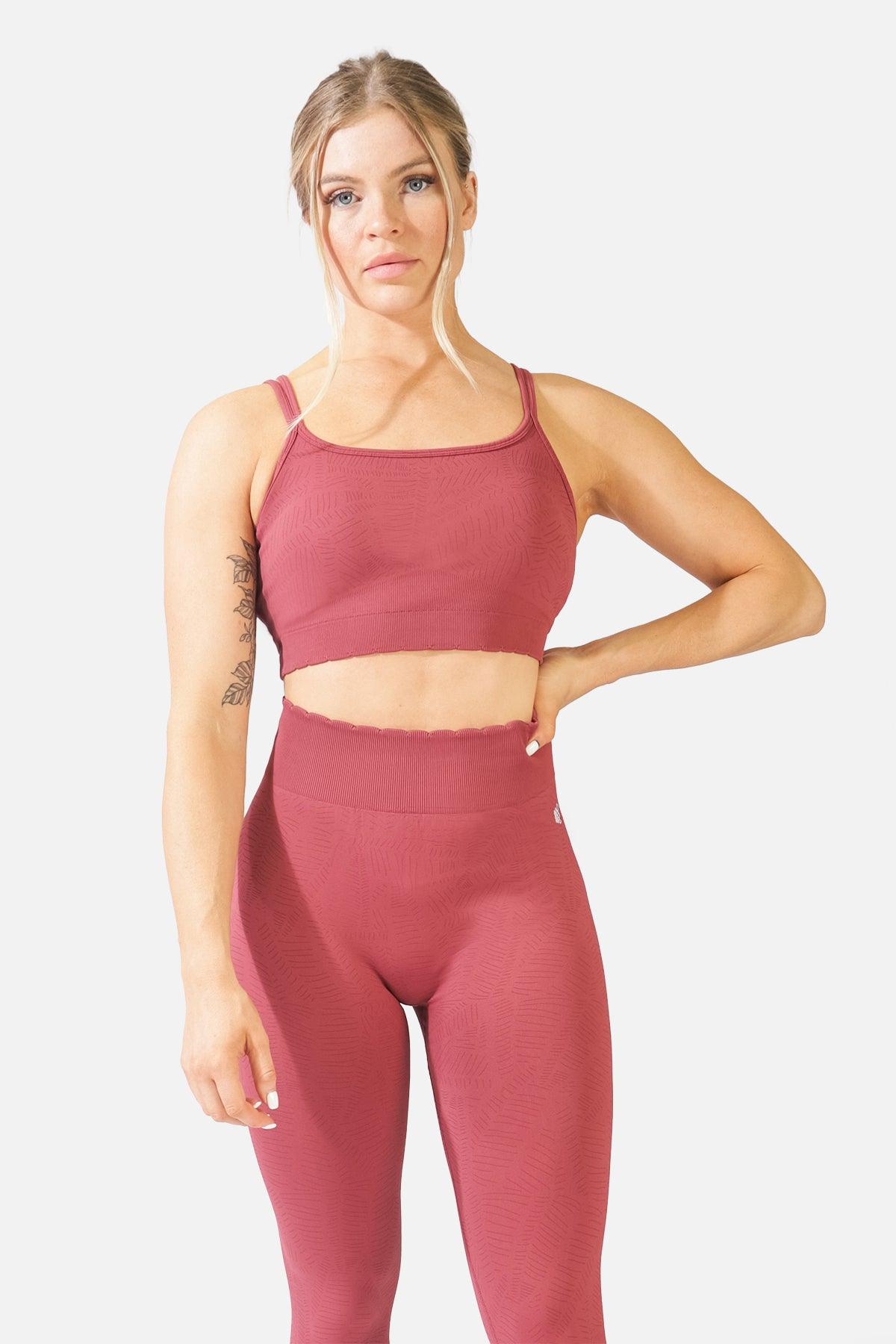 Scallop Hem Double Strap Sports Bra - Etched Pink - Jed North Canada