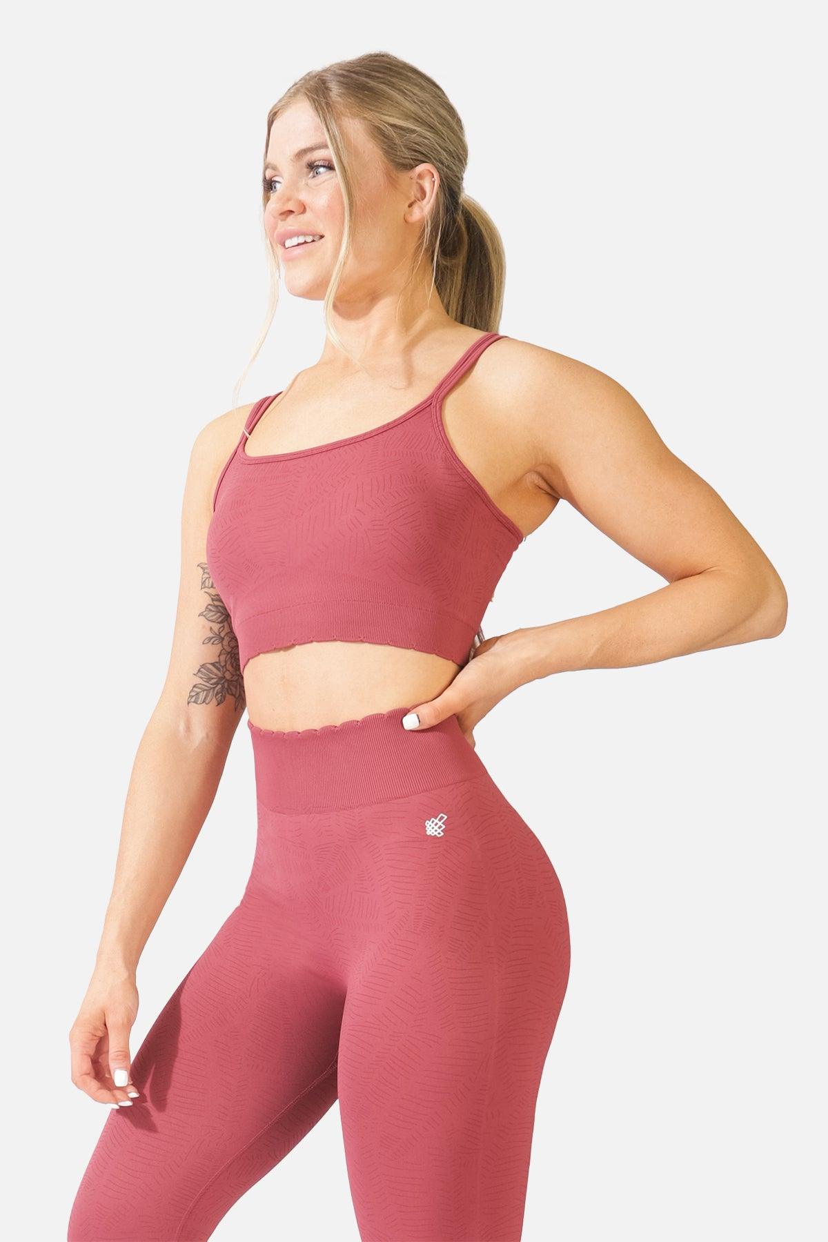 Scallop Hem Double Strap Sports Bra - Etched Pink - Jed North Canada