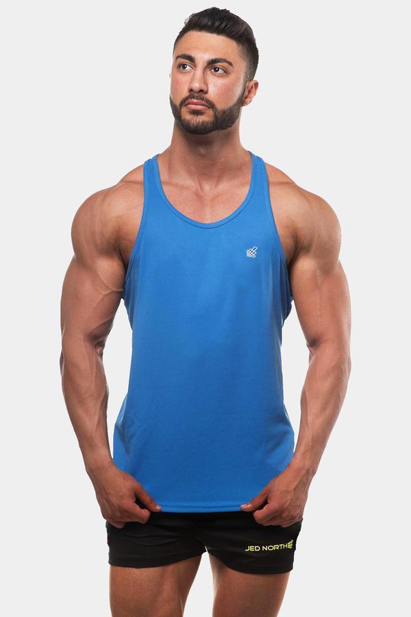 Men's Dri-Fit Bodybuilding Workout Stringer - Blue (1337545981999)