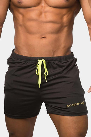 Men's Bodybuilding Lift Shorts w Zipper Pockets - Black (1337547391023)