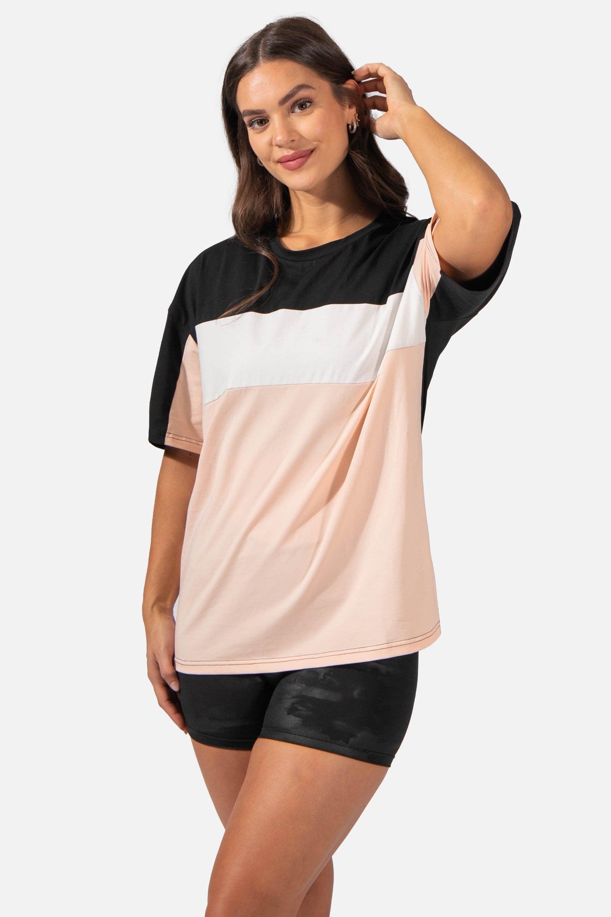 Women's Ultra-Soft Drop Shoulder Training Tee - Pink Stripe (6597769166915)
