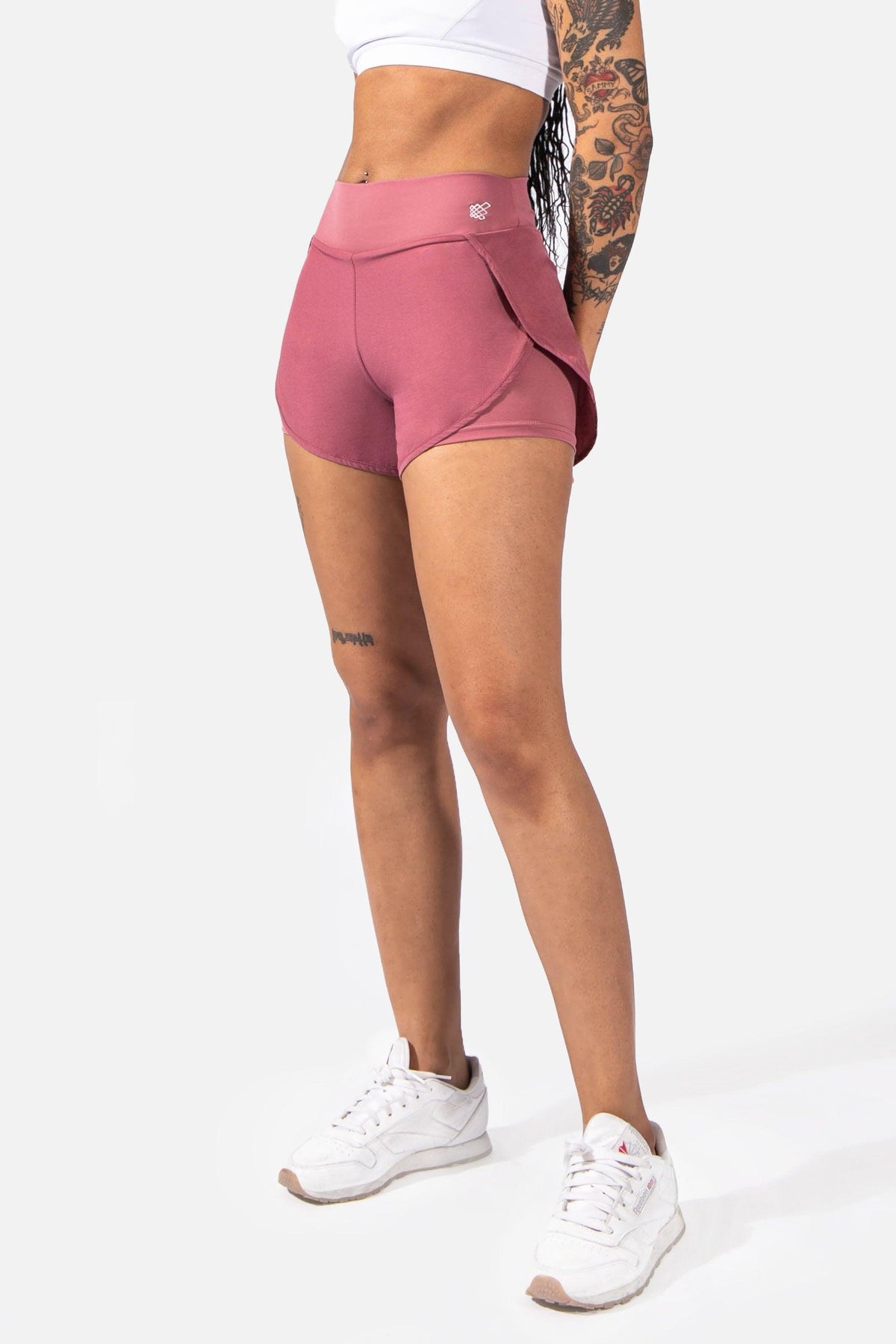 Women's 2 in 1 Tulip-hem Athletic Shorts - Pink (6597770051651)