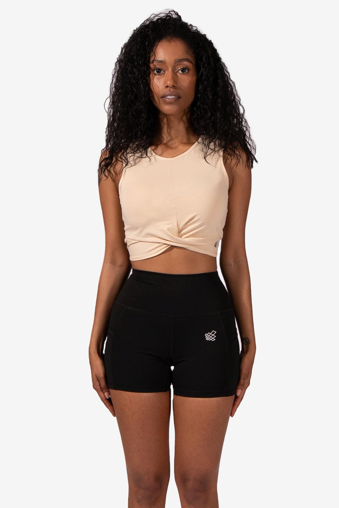 Front Knot Cropped Tank Top -Beige (4562265342019)