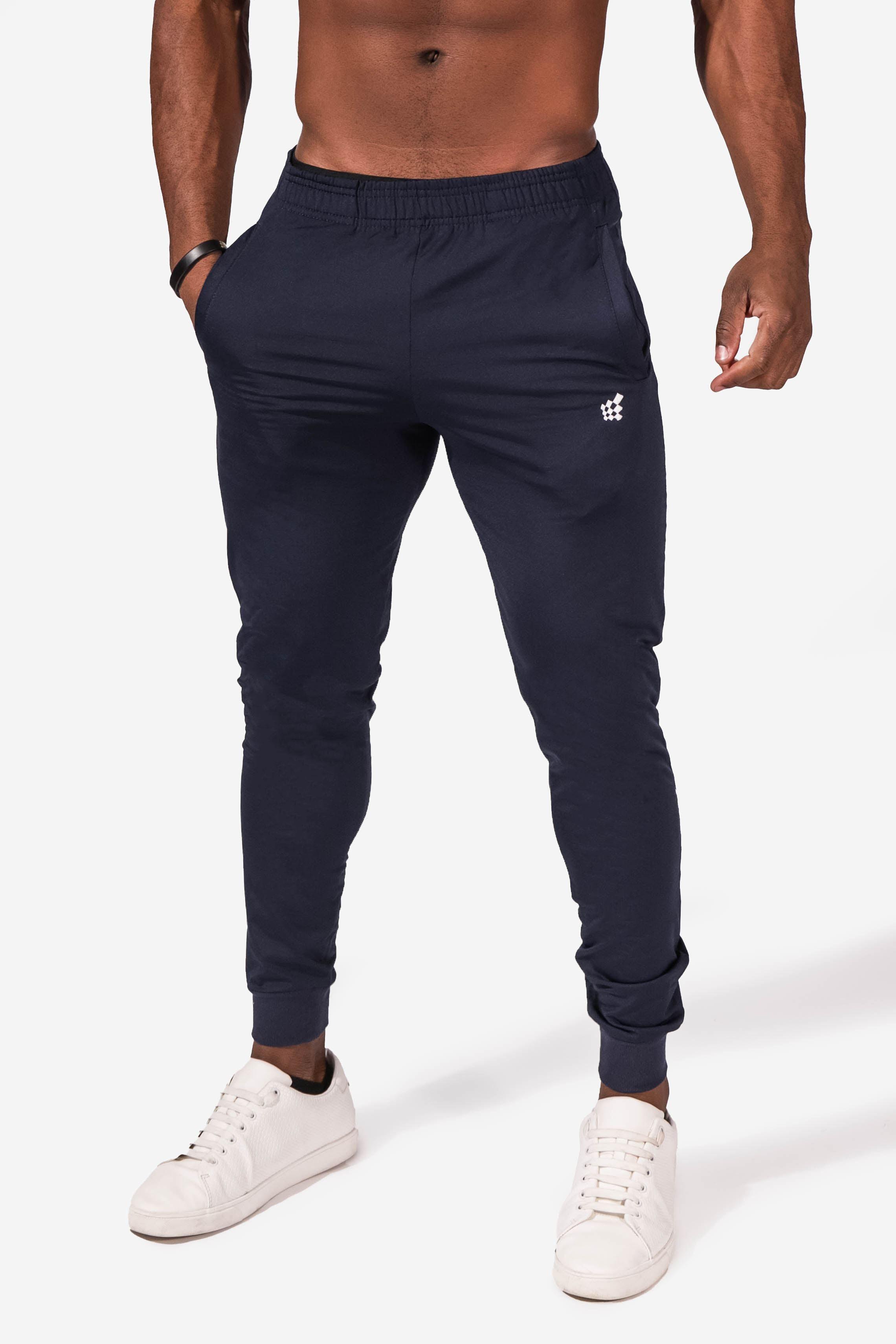 Men's Fitted Tapered Joggers - Navy (6569930752067)